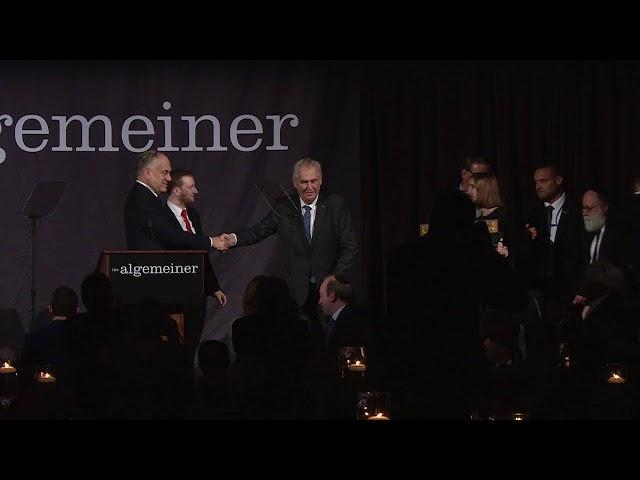 Algemeiner J100 Gala, 2017: President Miloš Zeman Accepts Warrior for Truth Award