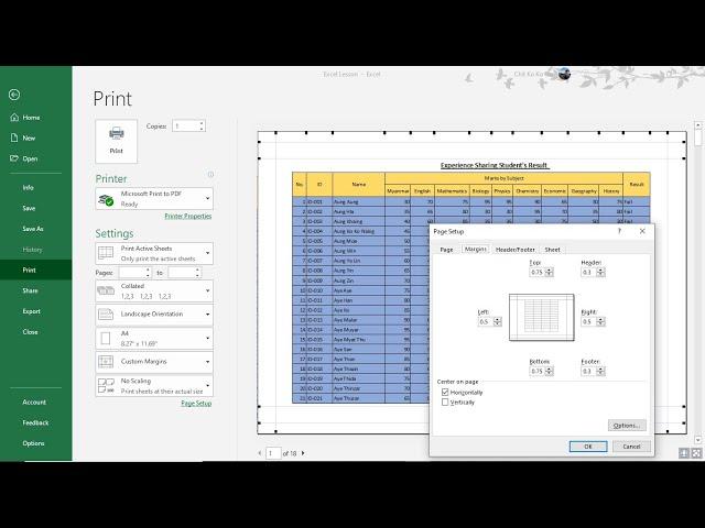 Excel မှာ Print ထုတ်နည်း | Excel Print Setting ချိန်နည်း | ကွန်ပျူတာသင်ခန်းစာ | Experience Sharing