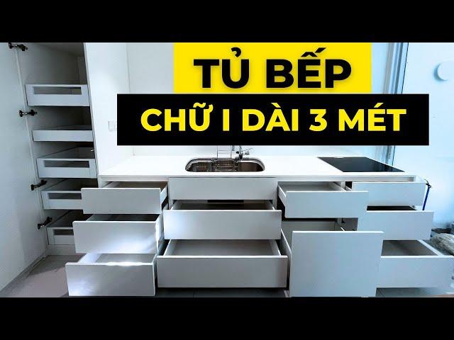 Mẫu tủ bếp chữ I dài 3m dành cho căn hộ nhỏ | HUGA