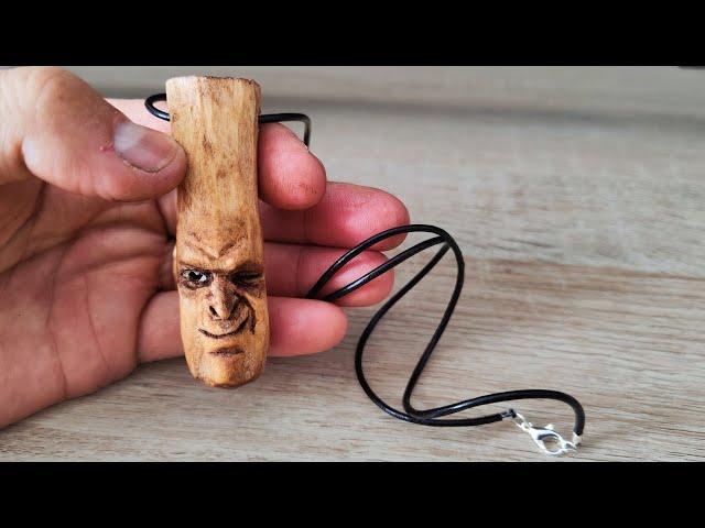 How to Make a simple Hand Carved Face Shaped Wooden Pendant