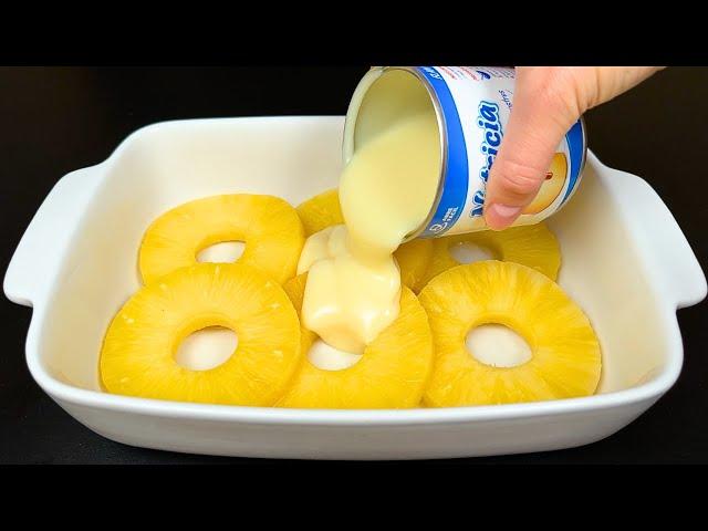 Beat condensed milk with pineapple! Delicious no-bake dessert!