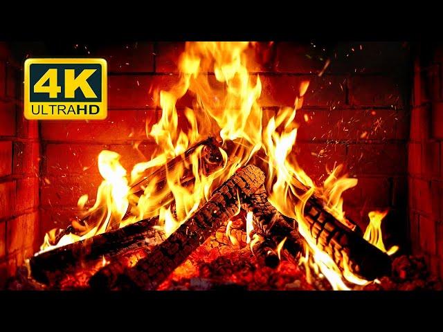  Cozy Fireplace 4K (12 HOURS). Fireplace with Crackling Fire Sounds. Crackling Fireplace 4K