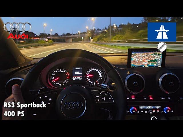 2020 AUDI RS3 SPORTBACK | 400 HP | German Autobahn | Würzburg | Night POV Drive & Topspeed I ASMR