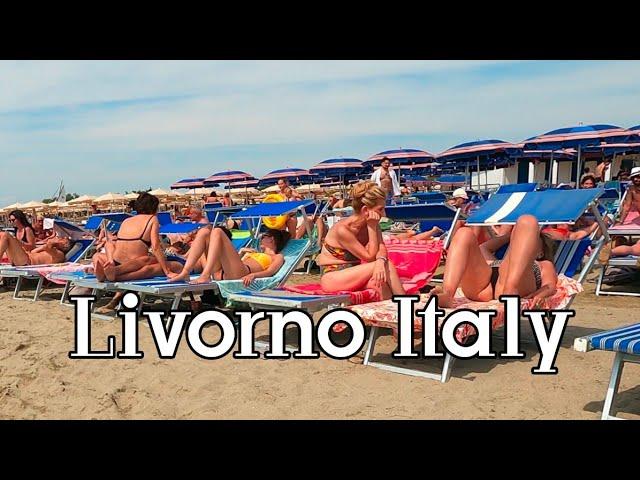 Walk on the beach Italy , Livorno full walking tour