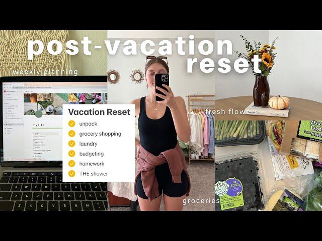 POST-VACATION RESET ROUTINE | unpacking, grocery shopping, & getting organized!