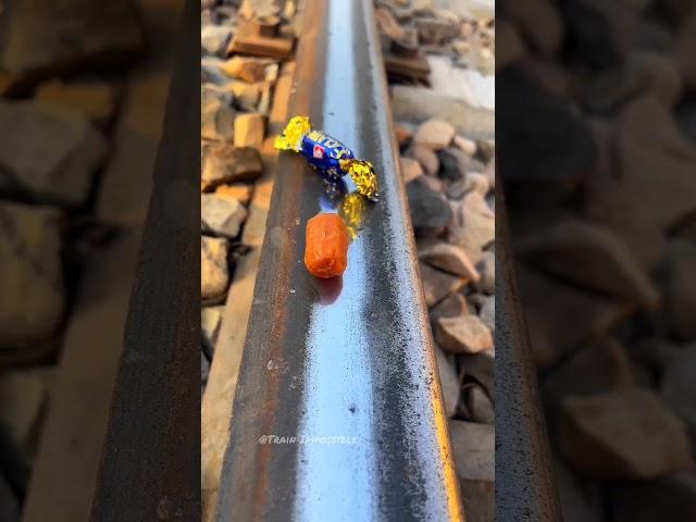 Train vs Chocolate Candy#railtrack #railwayline #railaddictrik #railwaytrack #railwayroute #candy