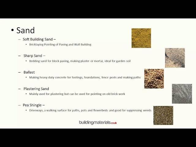 Aggregates - sand, cement, ballast + pea shingle