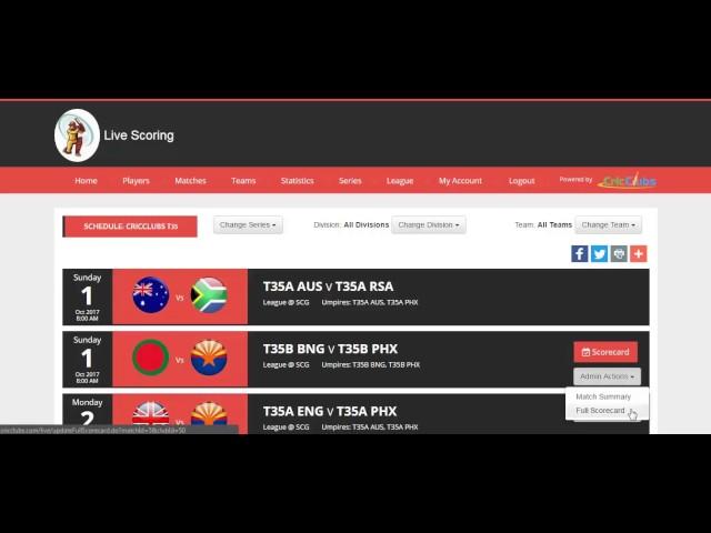 CricClubs Demo 10 - Entering Full Scorecard