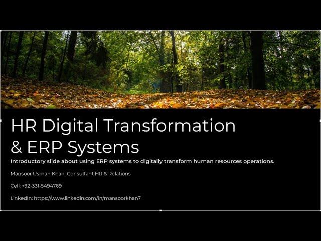 HR Digital Transformation & Enterprise Resource systems 2024 (CHRP)