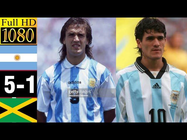 Argentina 5 x 0 Jamaica (Gabriel Batistuta, Zanetti) ●World Cup 1998 Extended Goals & Highlights HD