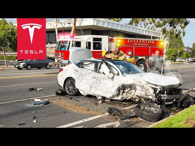 POLICE USE BODY CAM TO CAPTURE CRASH FROM TESLA SCREEN | TESLA STORIES 139