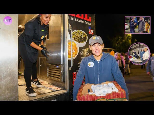 Jennifer Garner serves food to fire ravaged Altadena neighborhood in LA with World Central Kitchen