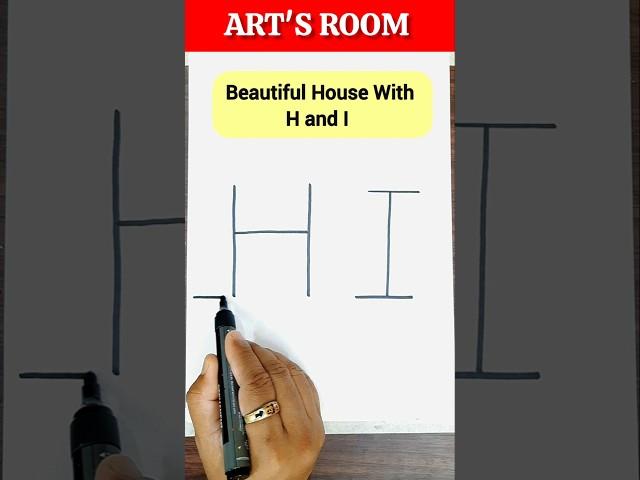 How to draw an easy two storied house with letter H and I #shorts  #drawing #artsroom