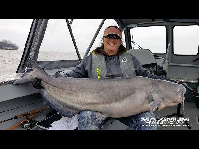 Captain Cindy Catches Her New PB Blue Catfish On Lake Wheeler!