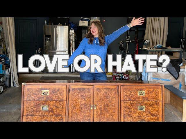 What can we do with this burlwood dresser? AND a Furniture Flip Challenge | Furniture restoration