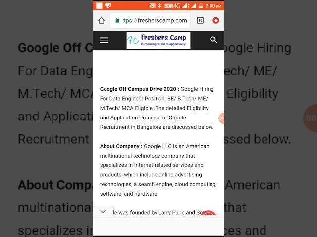 Google Off Campus Recruitment Drive 2020 | Data Engineer | B.E/ B.Tech/ M.E/ M.Tech/ MCA Eligible