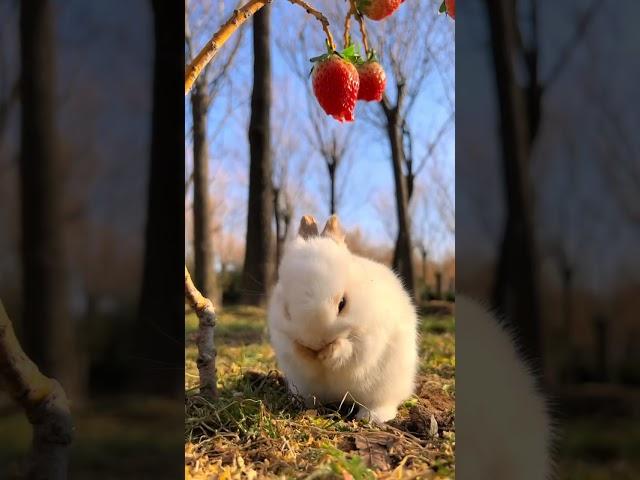 Make a strawberry tree for the little rabbit. May you be happy and worry-free. Cute pet debut pl