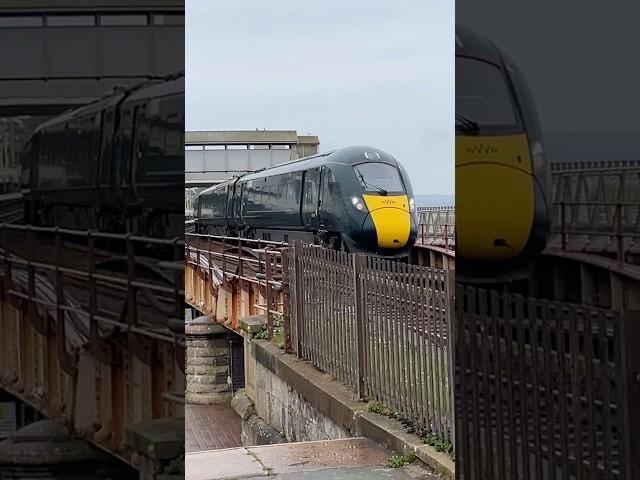 GWR class 802 rattling over the colonade viaduct & down the wall -Paddington to Penzance 802016-007