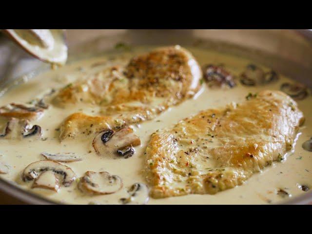 Chicken Breast with Creamy Garlic Mushrooms Recipe