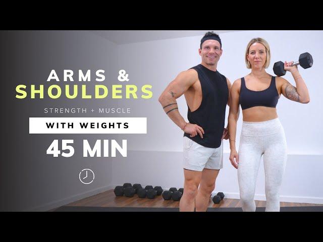 45 Min ARMS and SHOULDERS WORKOUT with DUMBBELLS | Strength & Muscle Building