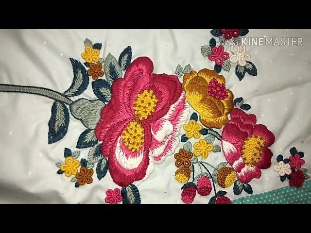 Hand Embroidery  long and short flowers || By EASY LEARNING BY ATIB