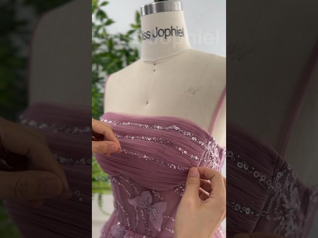 Making a corset 3D butterflies dusty pink midi dress #dress #fashion #hautecouture  #sewing #prom