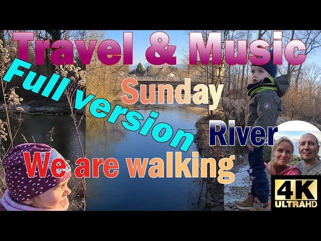 Walk day in a park by the Mangfall River. Rosenheim Germany. 4K travel & music video.