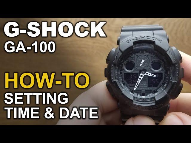 Gshock GA-100  - Setting time and date tutorial
