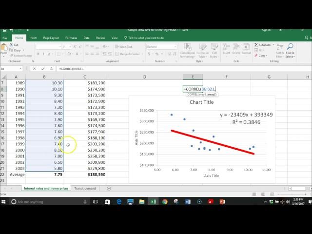 How to do a linear regression on excel