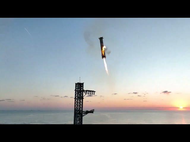 WOW! Watch SpaceX Catch A Starship Booster In Air | Drone Cam