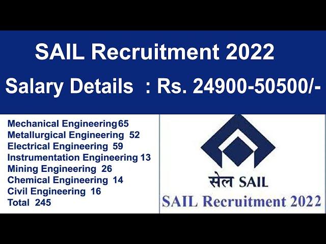 SAIL Recruitment 2022 | Steel Authority of India Limited Recruitment Notification