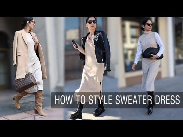 HOW TO STYLE A SWEATER DRESS | 9 autumn winter outfit ideas