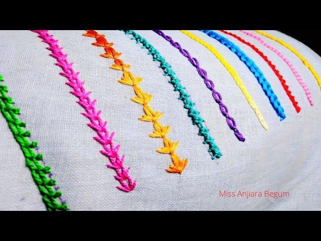 10 Colorful Basic Hand Embroidery Border Stitches for Beginner-79|নতুনদের জন্য নতুন ১০টি বেসিক সেলাই