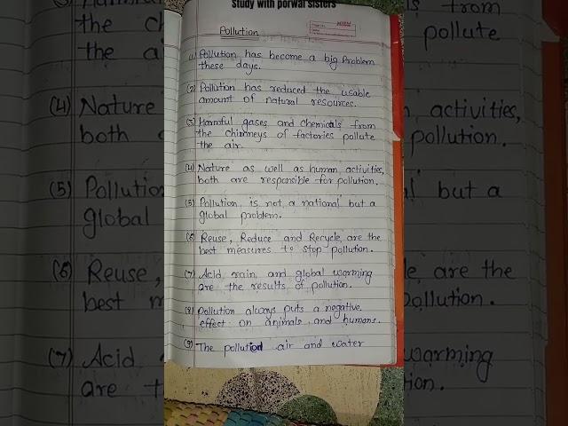 essay on pollution in English #studywithporwalsisters #shorts #viral #boardexam #englishgrammar