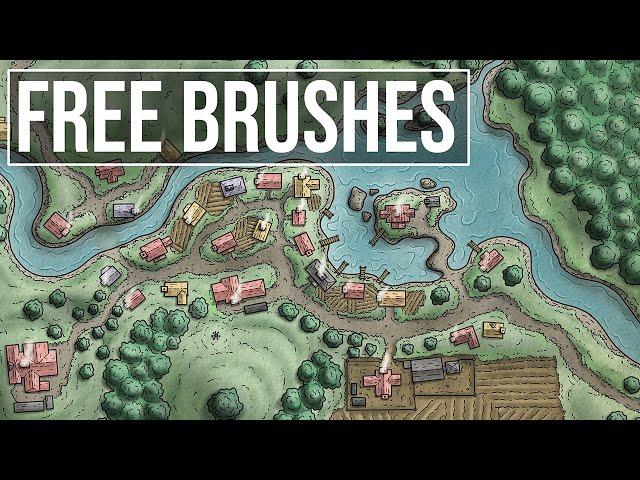 How to draw a village map on Procreate from Start to Finish - Full Process with FREE BRUSHES on iPad