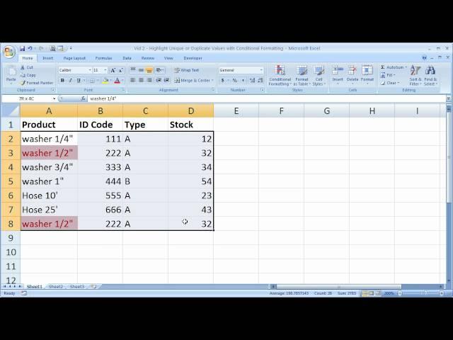 Excel Formatting Tip 2 - Highlight Unique or Duplicate Values with Conditional Formatting in Excel