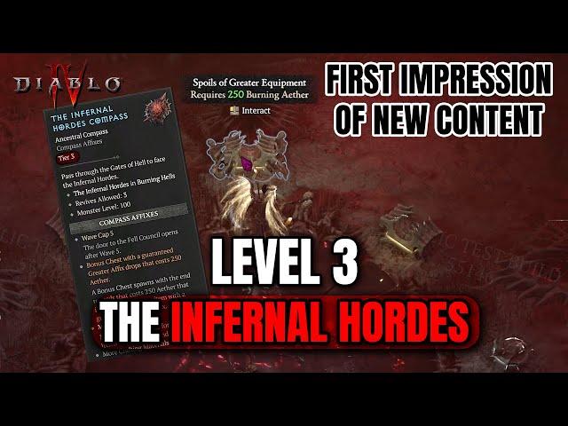 SEASON 5 NEW MECHANIC - First Impression & Rewards of Infernal Hordes - Diablo 4