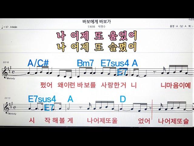 바보에게 바보가/박명수노래방 ,반주, 가라오케 ,악보, 코드, 가사Karaoke,MR, Sheet, Music, Code ,Lyrics