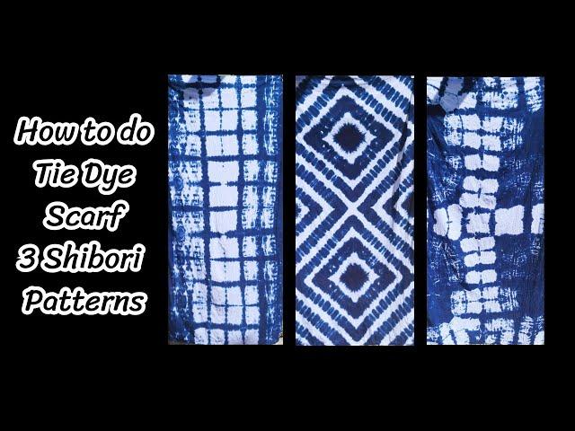 How to tie dye scarfs 3 shibori patterns in Indigo dyes.| Yurasa Tie Dye