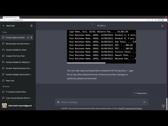 [65] ChatGPT can read in multiple accounting invoices at once!