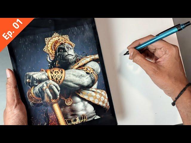 How To Draw Hanuman ji   Step By Step Drawing Tutorial   | Ep. 01 | its art adda #hanuman #drawing