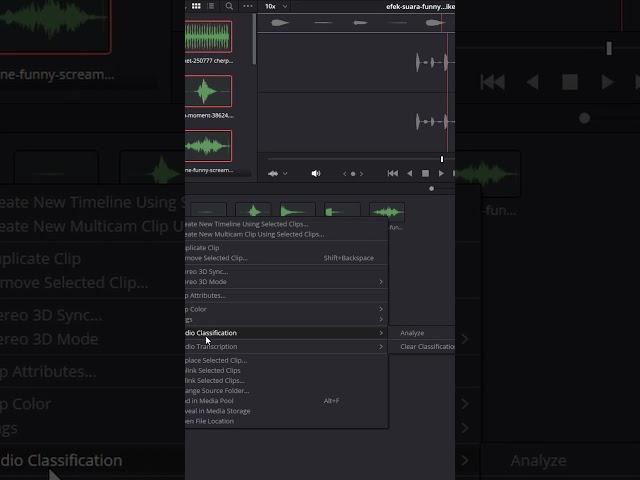 we can auto organize our audio clips in davinci resolve
