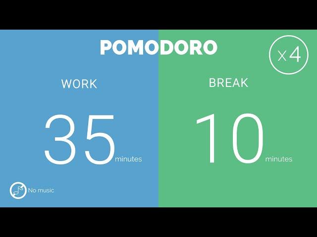 35 / 10  Pomodoro Timer - 3 hour study || No music - Study for dreams - Deep focus - Study timer