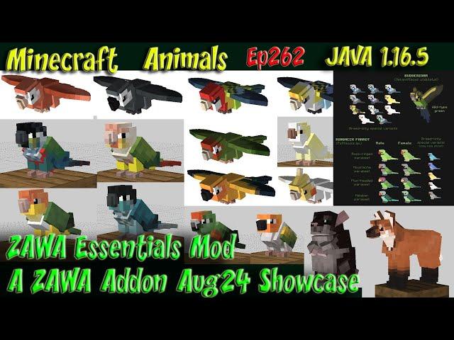 ZAWA Essentials Mod - A ZAWA Addon Showcase Aug24 JAVA 1.16.5 Minecraft Animals Ep262