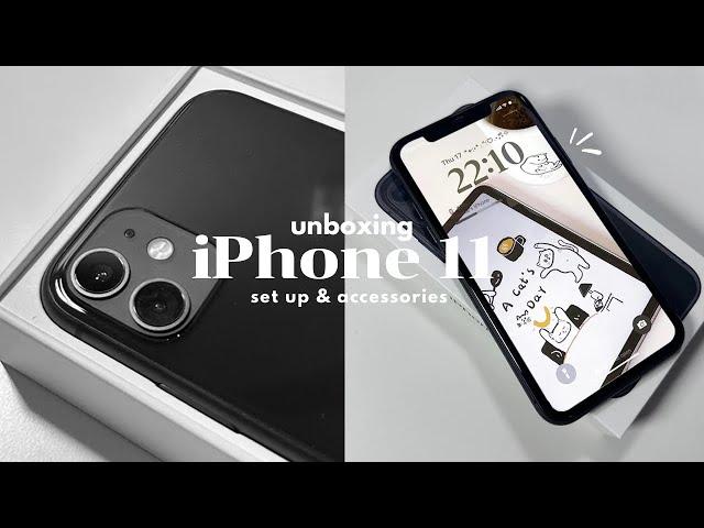 iphone 11 unboxing 2023 (black)  | aesthetic unboxing + set up, accessories .*