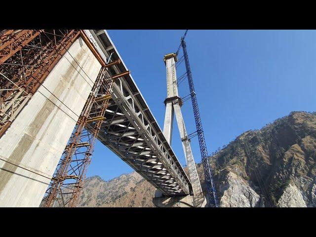 Anji Khad cable-stayed railway bridge : Incredible view from Cage Lift | USBRL | News Station