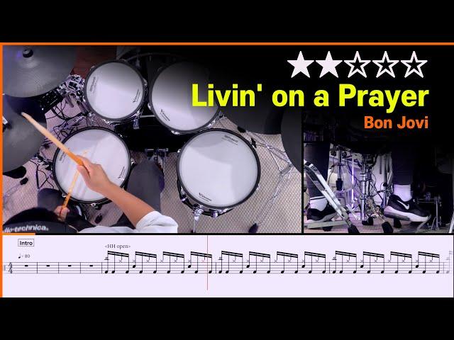 [Lv.04] Livin' On A Prayer - Bon Jovi  () Drum Cover with Sheet Music