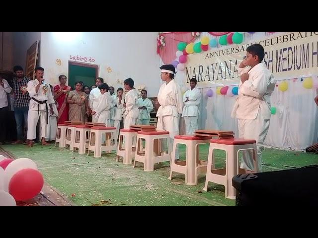 gorantla narayana school annuyal day  karate program succesfully complete karate master fairoz