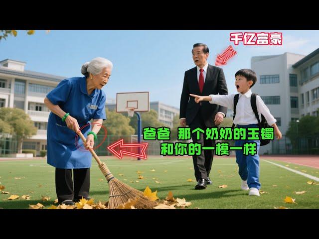 爸爸！那個掃操場的奶奶戴的玉鐲和你的一模一樣！ 千億富豪看過去，瞬間淚流滿麵！#情感故事#故事分享 #溫情故事#正能量