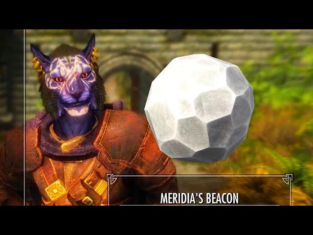 Inigo's hand touches the Meridia's beacon. Skyrim Anniversary Edition